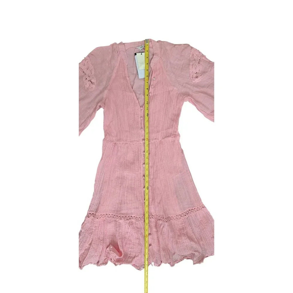 Guess Pink Lace Long Sleeve Button-Down Dress  arita dress without belt - Picture 7 of 16